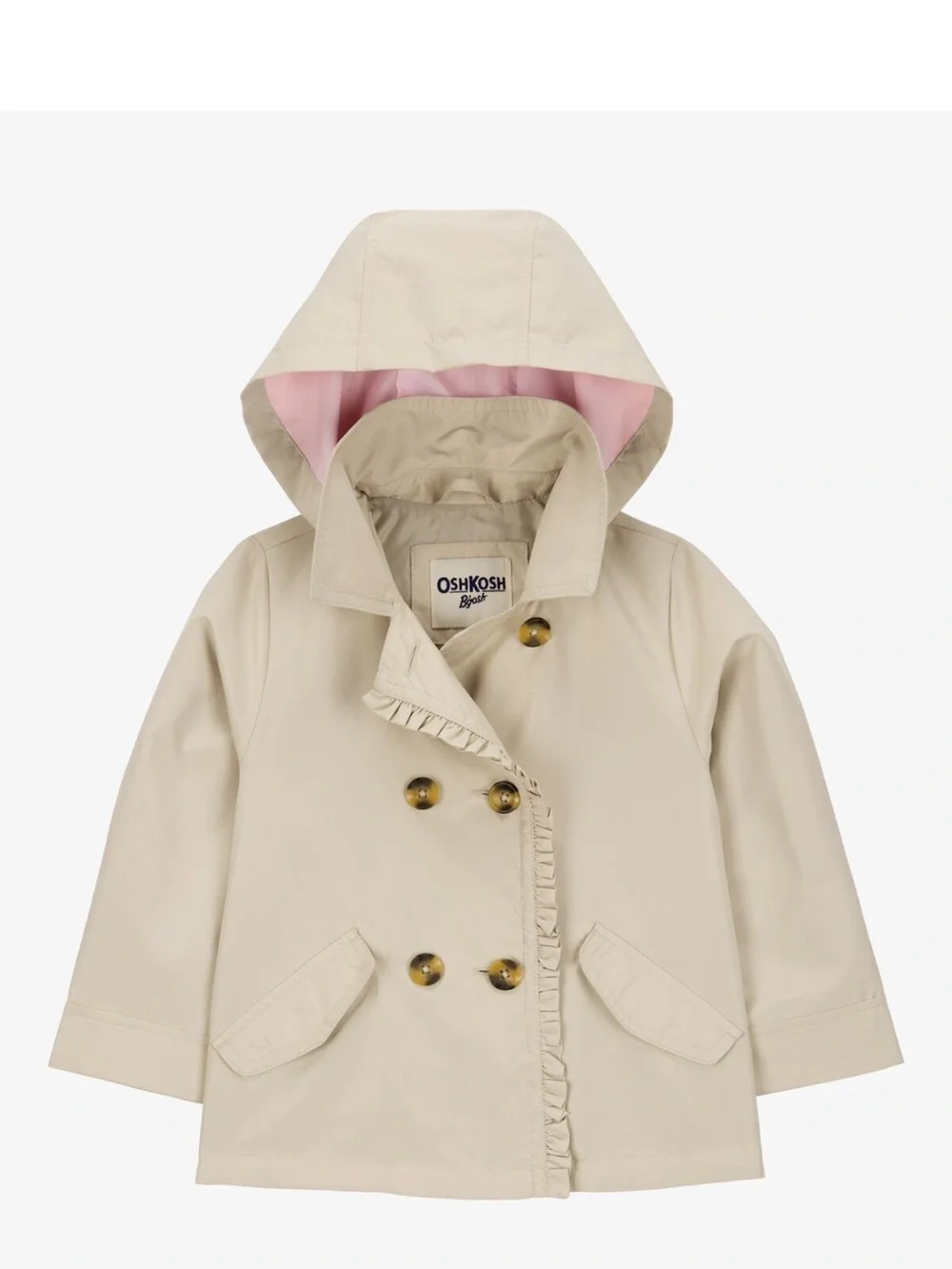 OshKosh B'gosh Cream Hooded Raincoat with Pink Lining